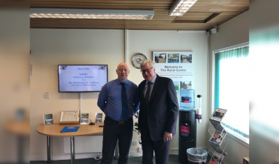 Cabinet secretary for rural economy and tourism Fergus Ewing MSP and NFU Scotland Milk chairman Gary Mitchell 